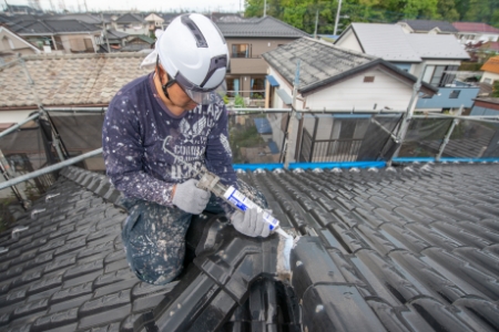 屋根工事の様子